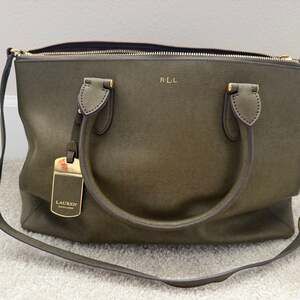 Lauren Ralph Lauren Green Leather Satchel Handbag